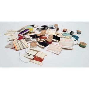 Vintage Lot of 52 Sewing Thread on Cards and Spools Assorted Colors - New & Used